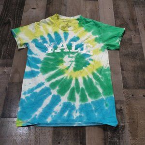 Yale University T-Shirt Mens S Small Blue Tie Dye Crew Neck Short Sleeve College